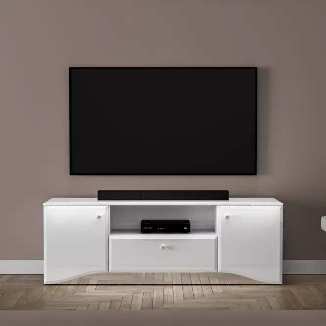 TV stolík Glamour 03 Lesklá biela