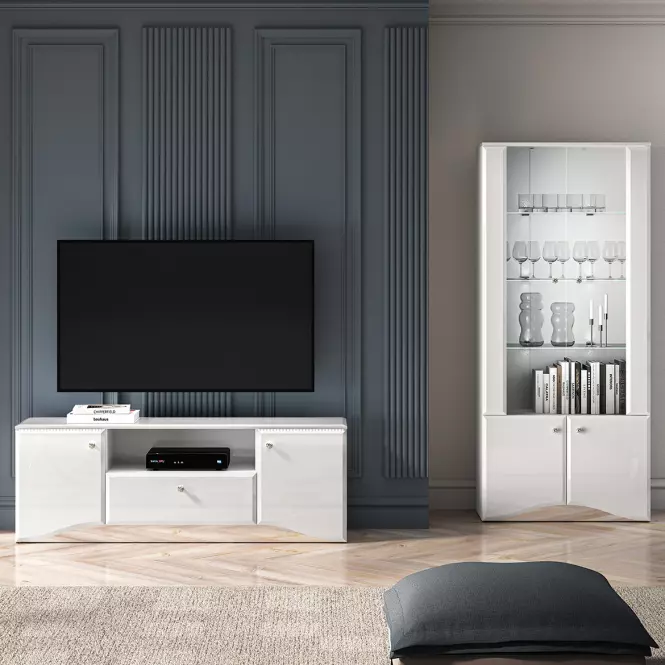 TV stolík Glamour 03 Lesklá biela