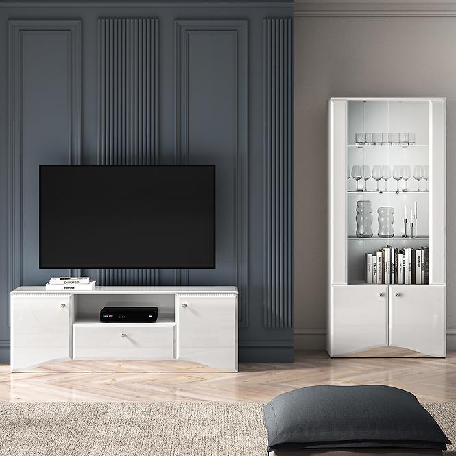 TV stolík Glamour 03 Lesklá biela