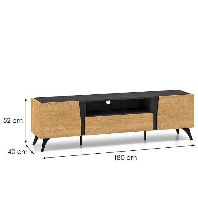 TV stolík Toscania 06 Dub Dune/Čierny popol/sklo,3