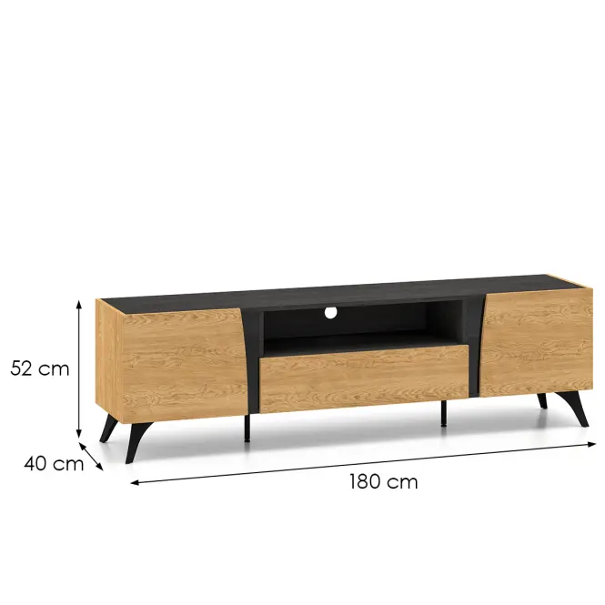 TV stolík Toscania 06 Dub Dune/jaseň čierny/sklo,3