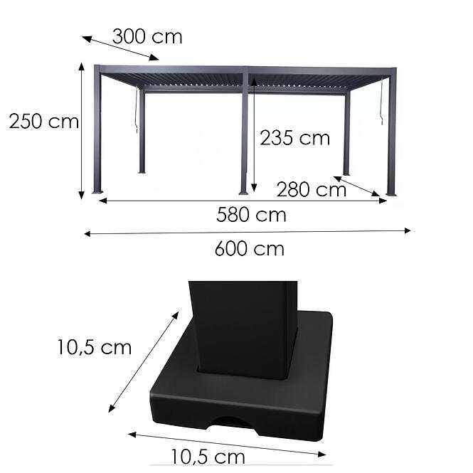 Záhradný altánok / pergola Merkury Max 3x6x2,5m