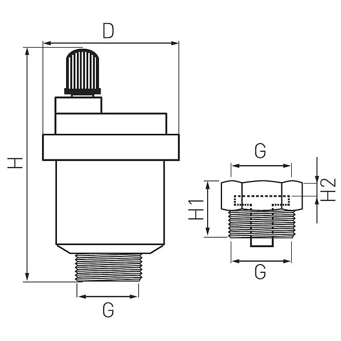 Automatický odvzdušňovač 1/2” s uzvatváraním O15AS