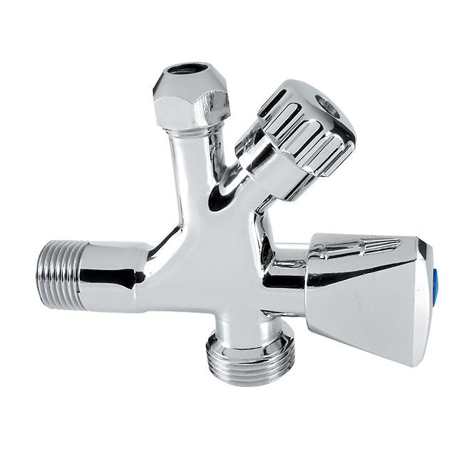 Rohový ventil Kombi 3/8” x 1/2” x 3/4” CHROM