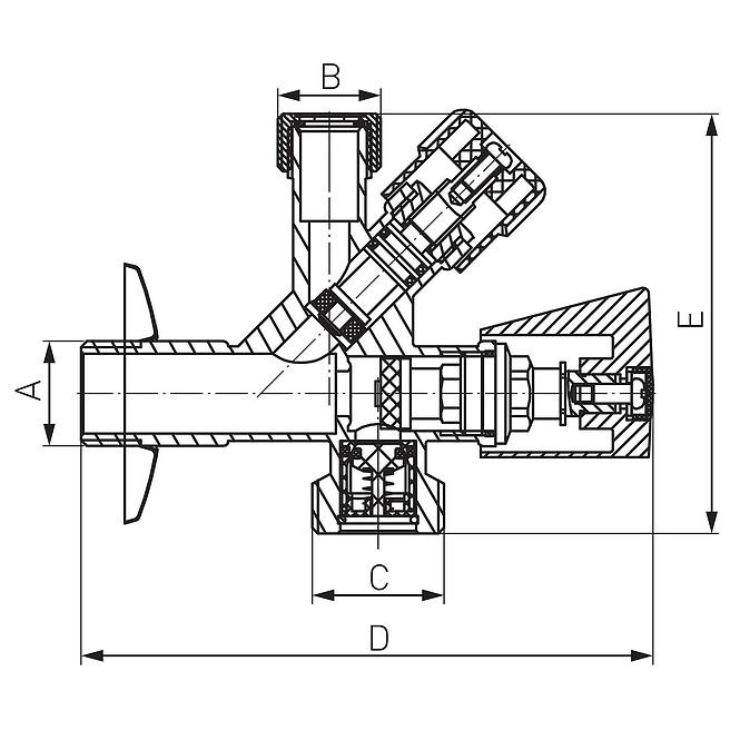 Rohový ventil Kombi 3/8 x 1/2 x 3/4 CHROM