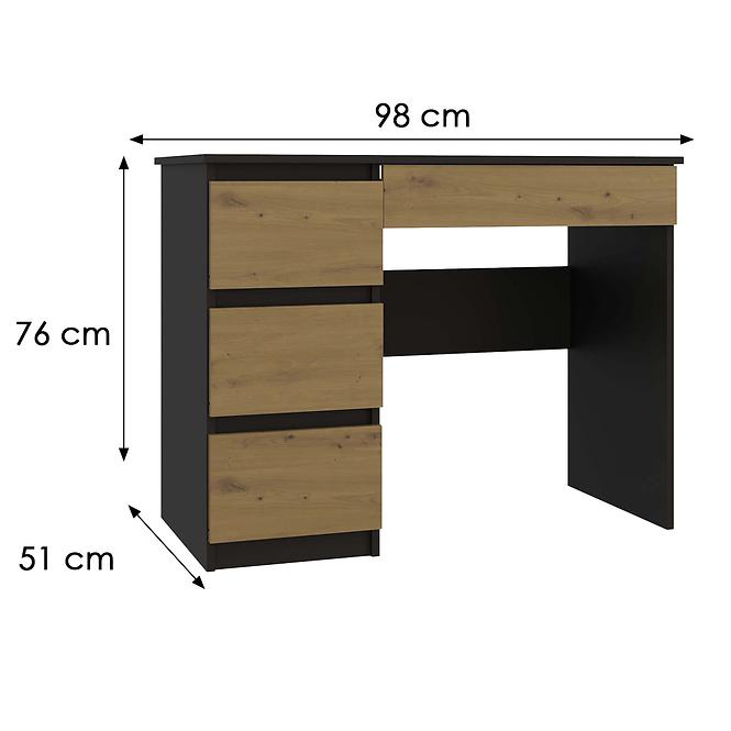 Písací stôl Mijas Vľavo Antracit/Artisan Antracit,2