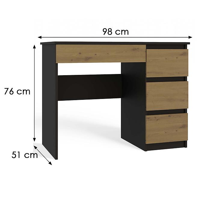 Písací stôl Mijas Vpravo Antracit/Artisan Antracit,2