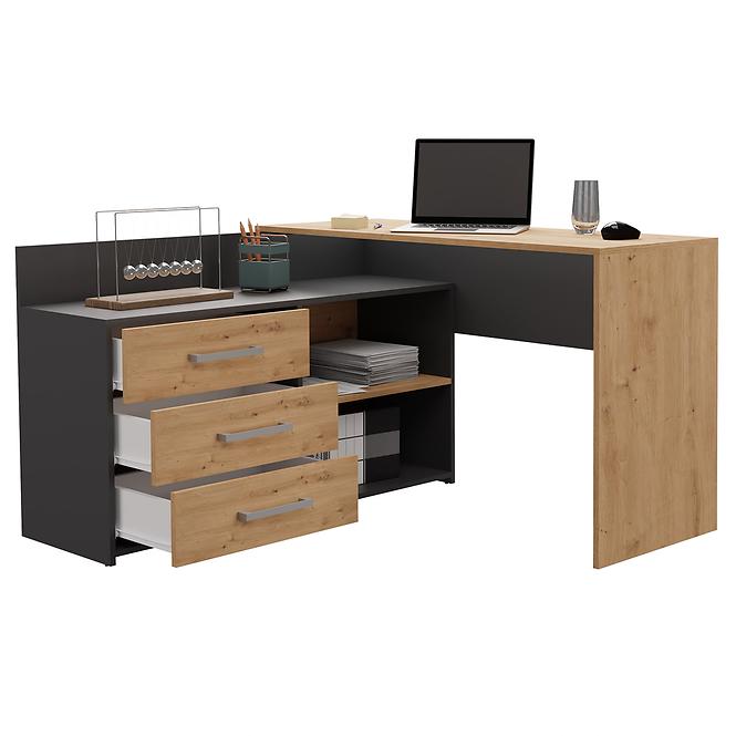 Rohový písací stôl  Dany Antracit Artisan Antracit
