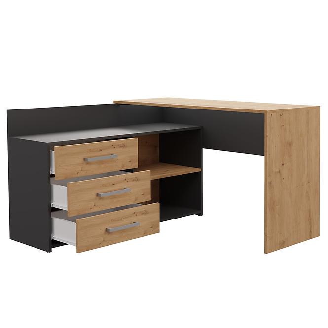 Rohový písací stôl  Dany Antracit Artisan Antracit
