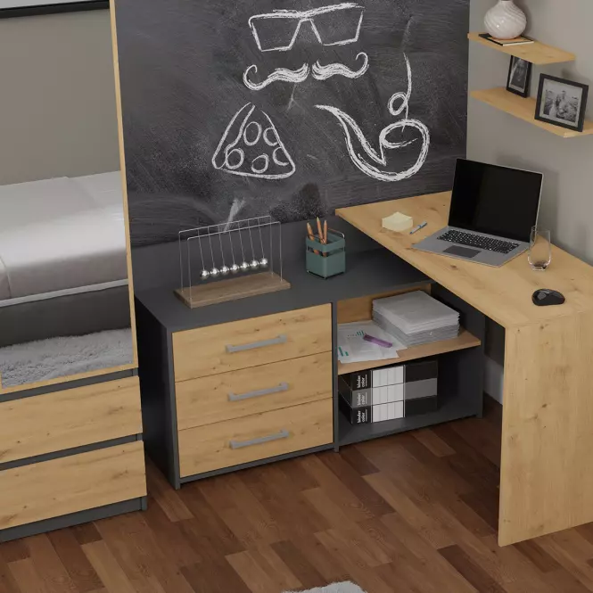 Rohový písací stôl  Dany Antracit Artisan Antracit