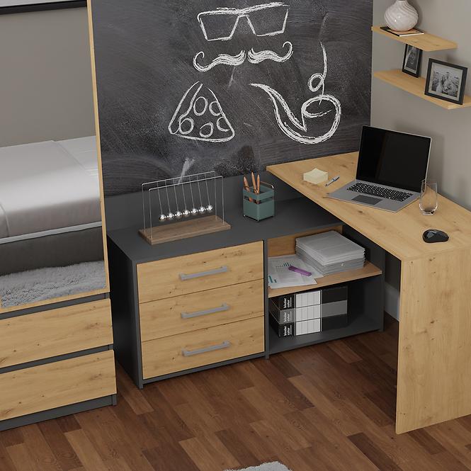 Rohový písací stôl  Dany Antracit Artisan Antracit