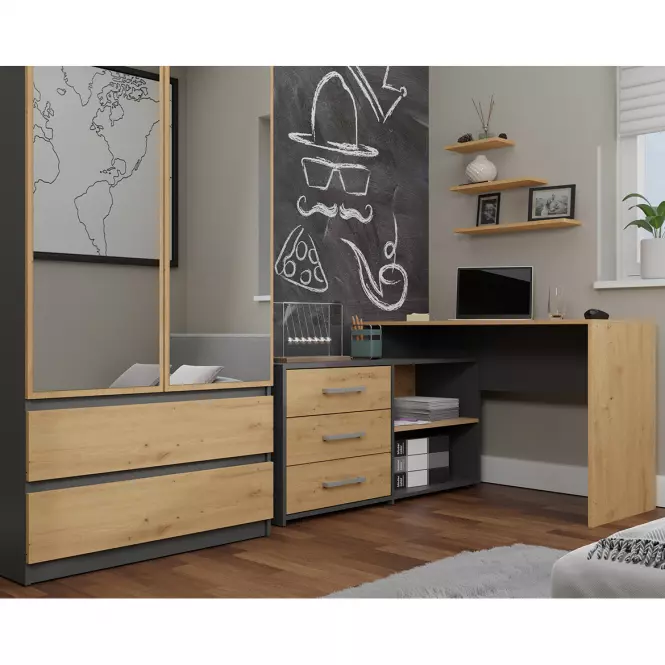 Rohový písací stôl  Dany Antracit Artisan Antracit