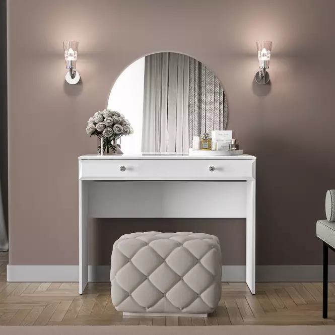 Toaletný stolík Glamour 0501 Lesklá biela