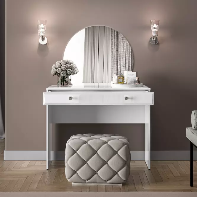 Toaletný stolík Glamour 0501 Lesklá biela