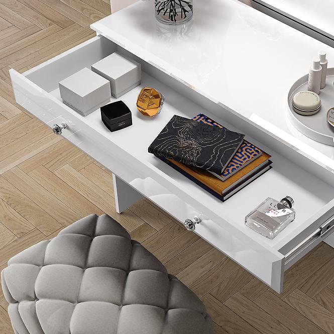 Toaletný stolík Glamour 0501 Lesklá biela