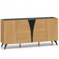 36LG+SYS TOSCANIA 04 KOMODA  DĄB  DUNE/JESION  CZARNY/SZKŁO