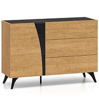 36LG+SYS TOSCANIA 05 KOMODA  DĄB  DUNE/JESION  CZARNY/SZKŁO