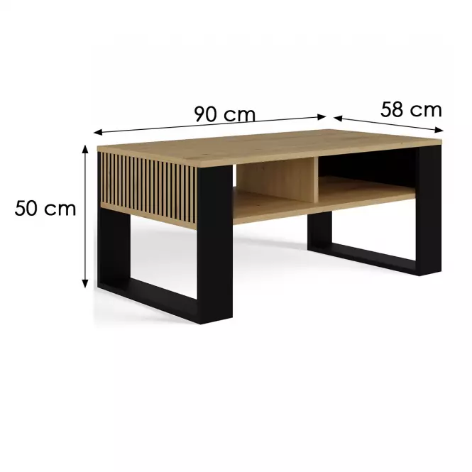 Konferenčný stolík Modern 2p Slim Artisan/Čierna