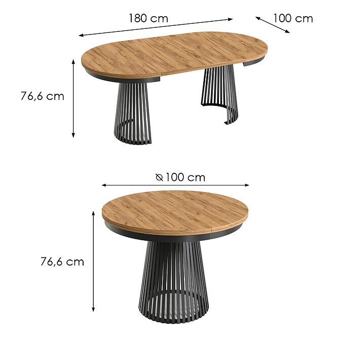 Rozkladací stôl  Garda čierna/craft zlatý