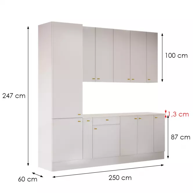 Kuchynská linka Luxeo 250 Biela/Tenký rám White Set 1