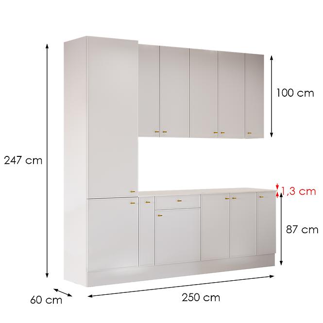 Kuchynská linka Luxeo 250 Biela/Tenký rám White Set 1