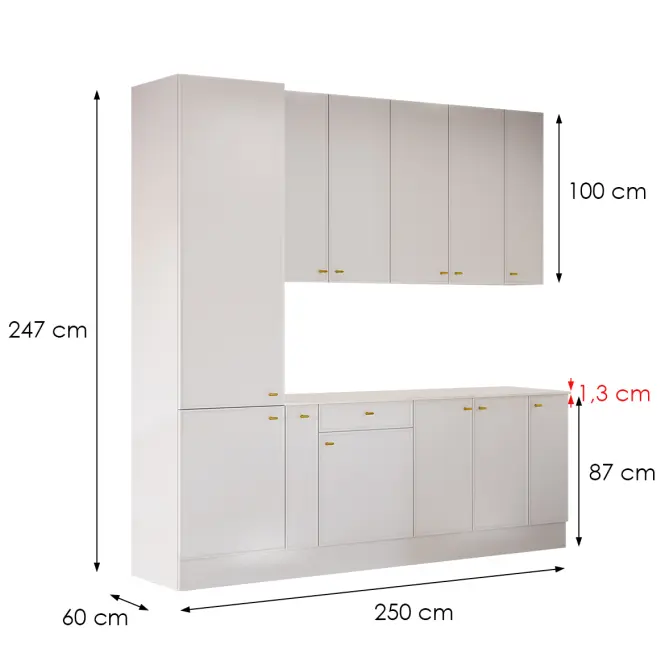 Kuchynská linka Luxeo 250 Biela/Tenký rám White Set 1,3