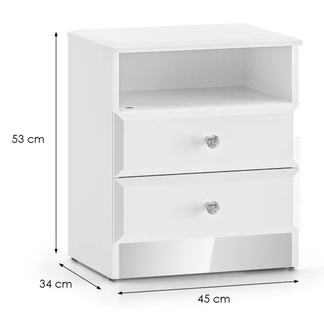Nočný stolíkGlamour 04 Biela Lesk,3