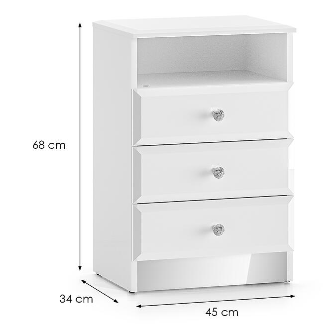 Nočný stolík Glamour 07 biela lesk