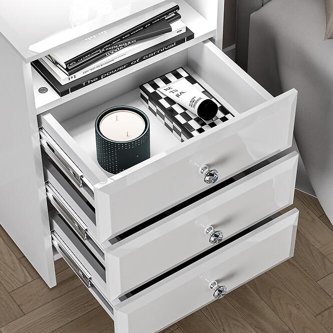 Nočný stolík Glamour 07 biela lesk