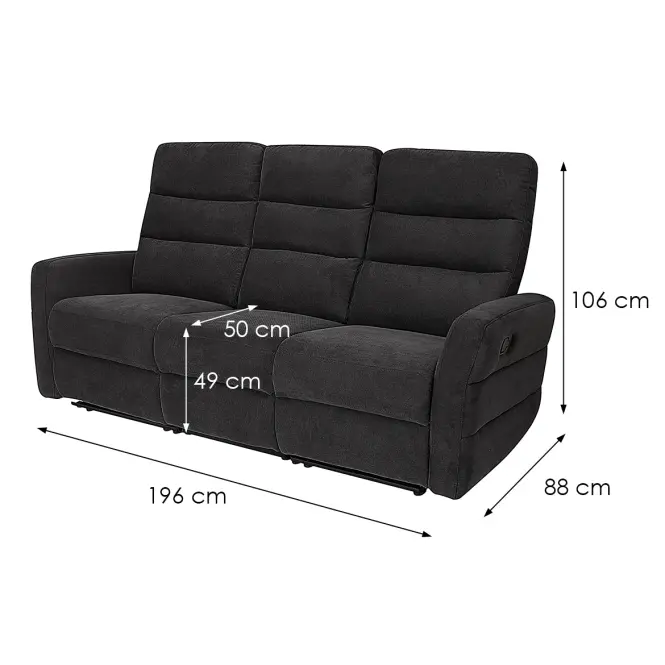 Pohovka Belize 3SJ NLK314 čierna s relaxačnou funkciou,11