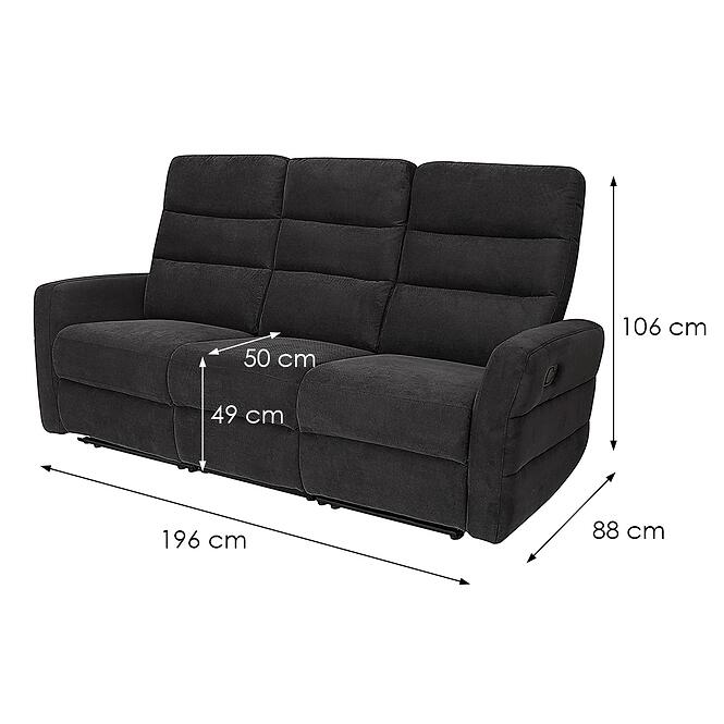 Pohovka Belize 3SJ NLK314 čierna s relaxačnou funkciou,11