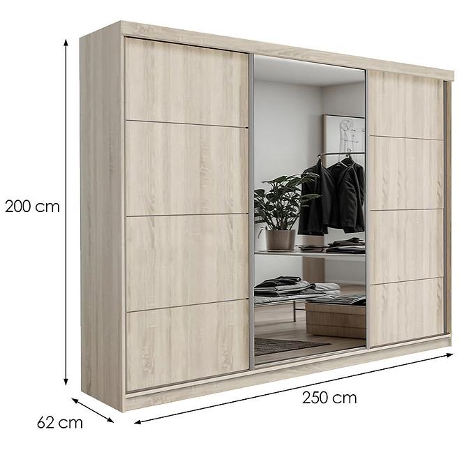 Skriňa Palermo 250 Sonoma+Zrkadlo