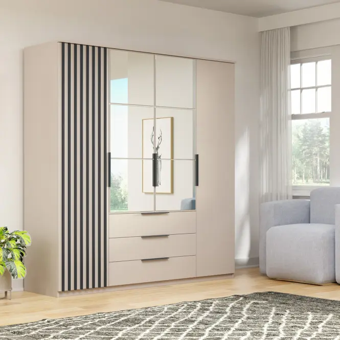 Skriňa Torino Kašmír/Lamela čierna,3