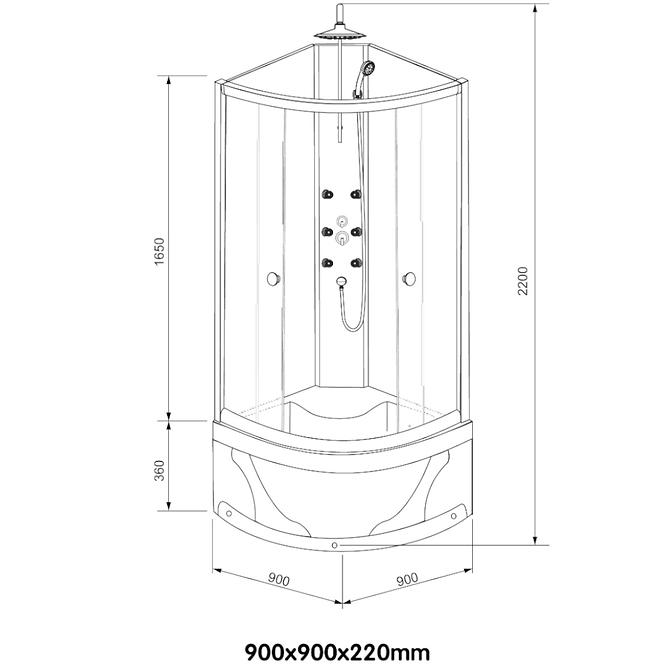 Hydromasážný box K-392B W.B 4-EL 90x90