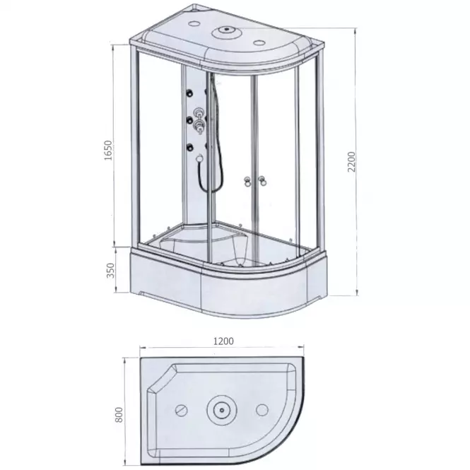 Hydromasážný box Kaja Ľavý 120/80 W.B. 5-El