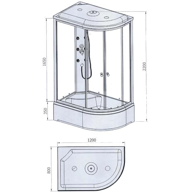 Hydromasážný box Kaja Ľavý 120/80 W.B. 5-El