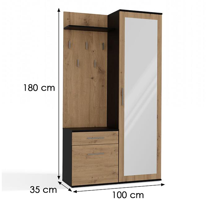 Predsieňový nábytok Duo Antracit/Artisan,2