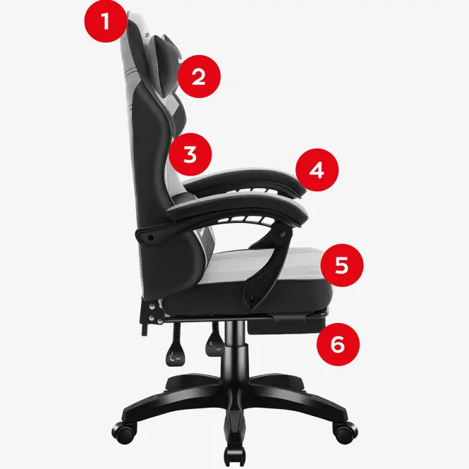 Kreslo Pre Hráča Force 3.7 Grey,5