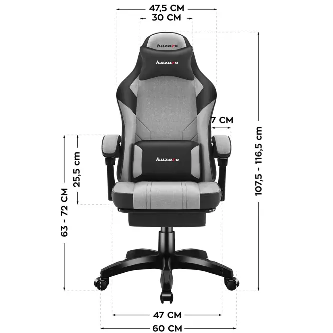 Kreslo Pre Hráča Huzaro Force 3.7 Grey