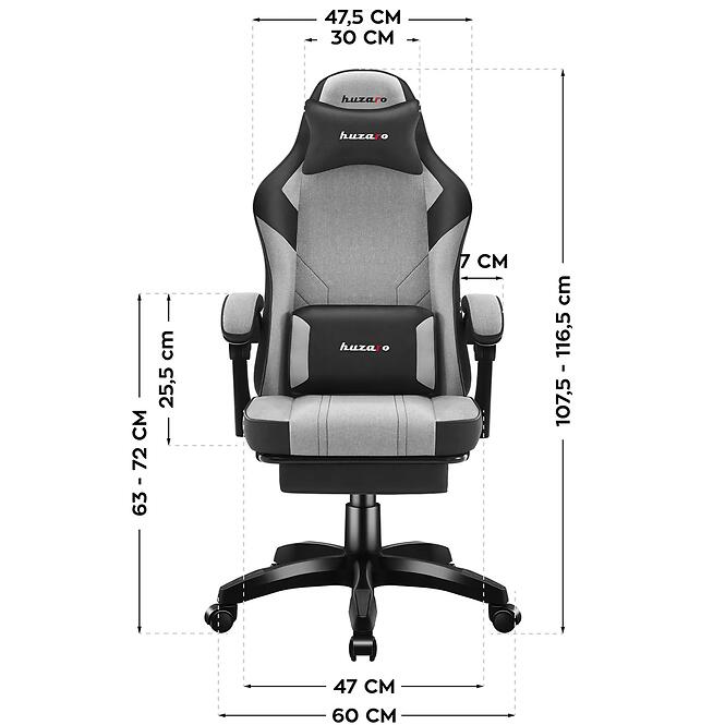 Kreslo Pre Hráča Huzaro Force 3.7 Grey,2