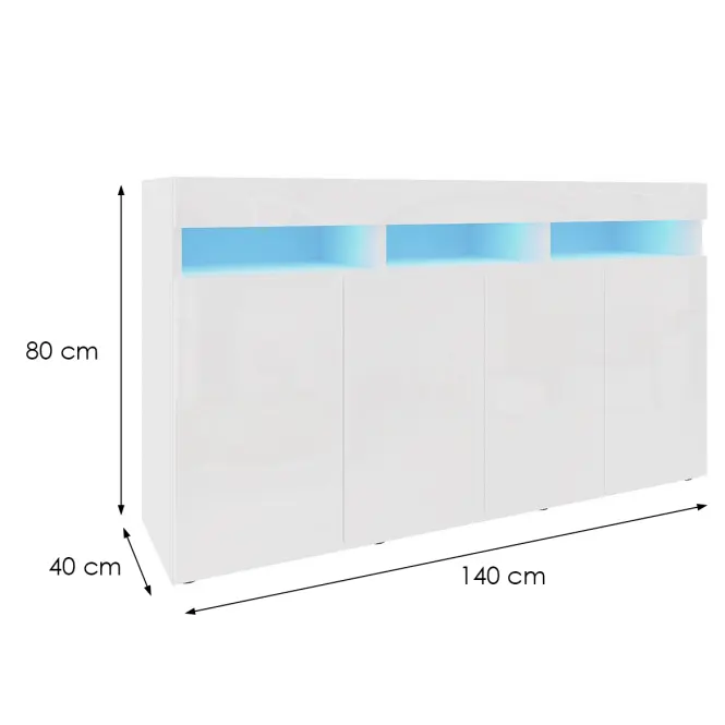 Komoda Izumi 140 WH biela mat/lesk