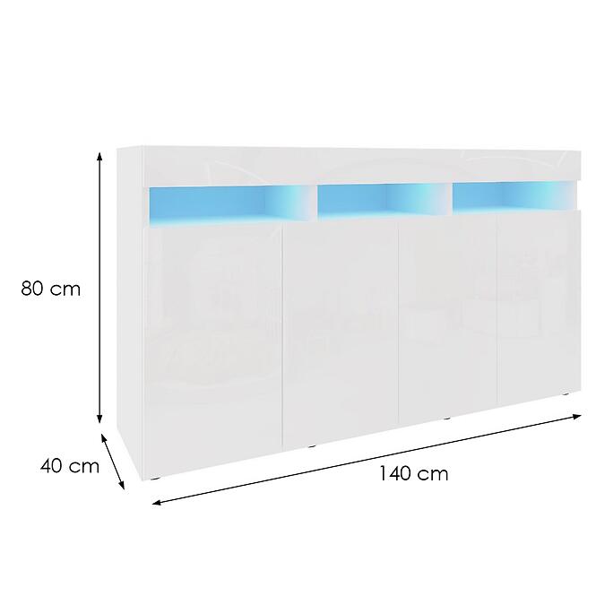 Komoda Izumi 140 WH biela mat/lesk