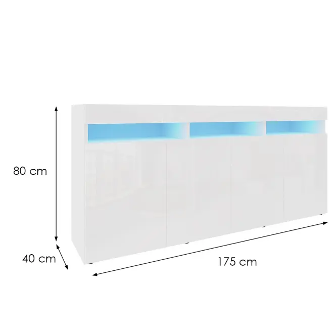 Komoda Izumi 175 WH biela mat/lesk