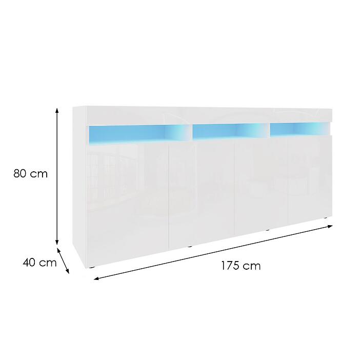 Komoda Izumi 175 WH biela mat/lesk