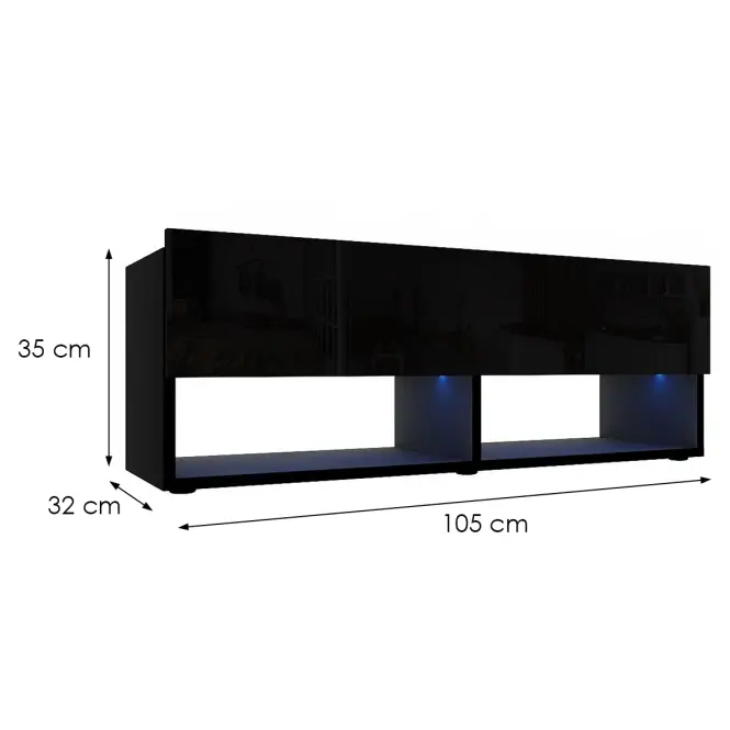TV stolík Izumi 105 BL čierna mat/lesk