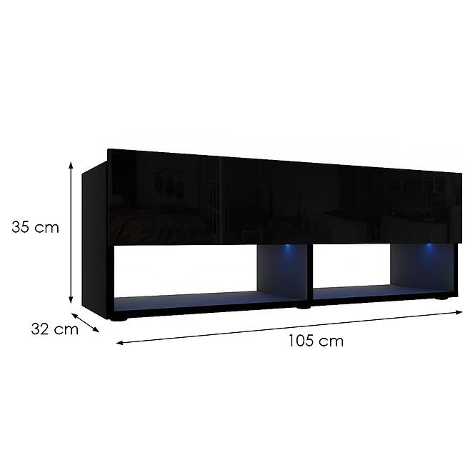 TV stolík Izumi 105 BL čierna mat/lesk