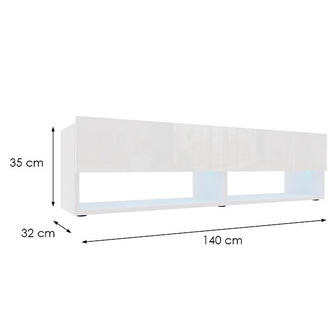 TV stolík Izumi 140 WH biela mat/lesk