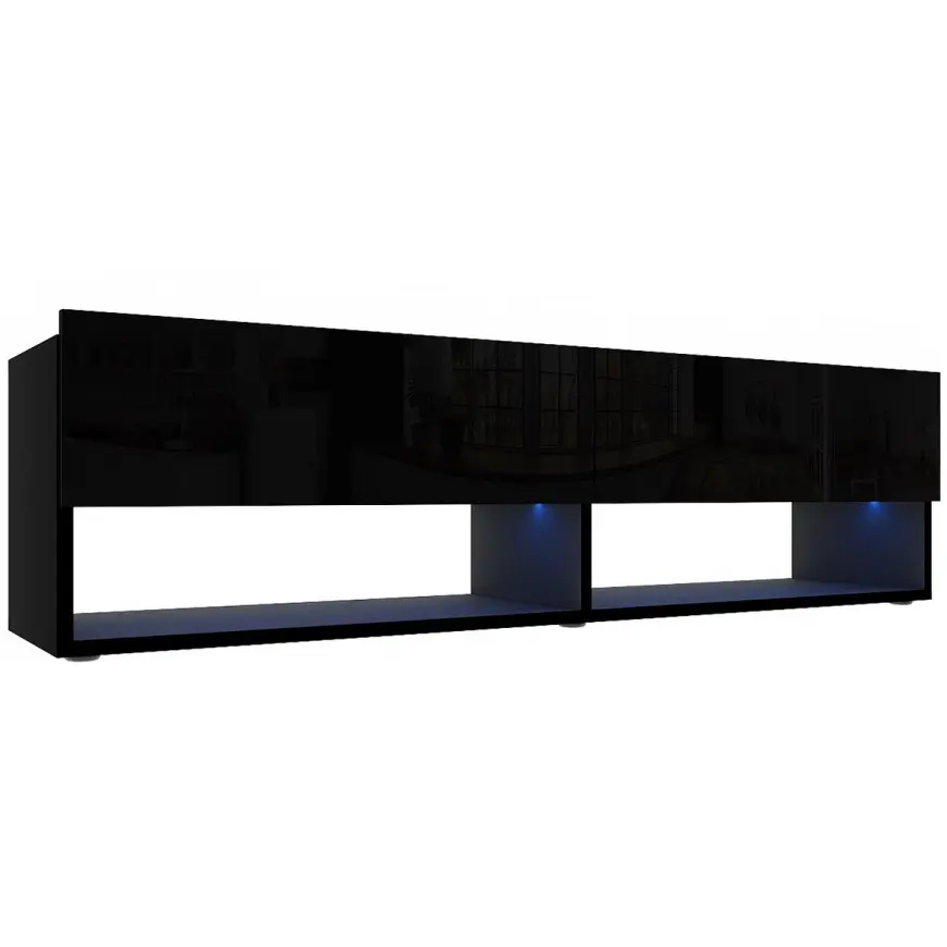 TV stolík Izumi 140 BL čierna mat/lesk