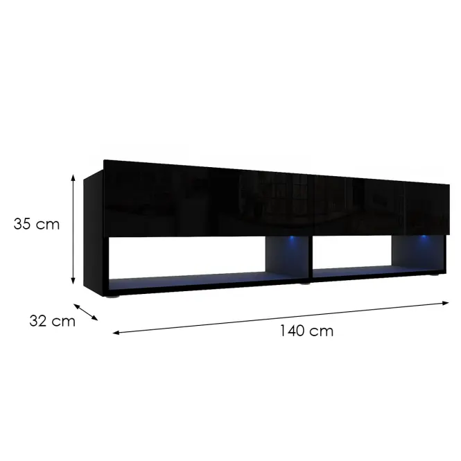 TV stolík Izumi 140 BL čierna mat/lesk,2