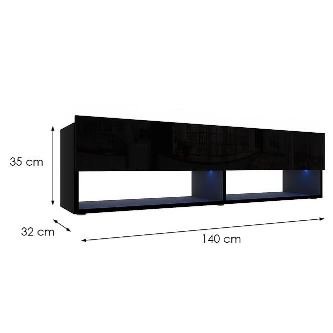 TV stolík Izumi 140 BL čierna mat/lesk,2